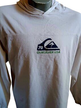 Hoodie T-shirt Large Quiksilver Vtg White 100% Cotton Y2K Mexico Skater